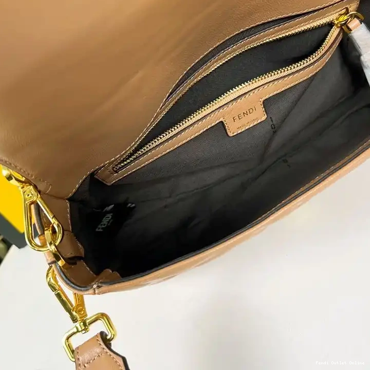 Cheap Medium FF Fendi Bag In Nappa Leather Motif Baguette Brown 0630